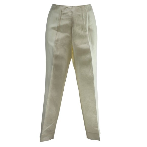 Sigrid Olsen Womens Ivory Silk Blend Straight-Leg Pants Size 12 - Picture 1 of 10